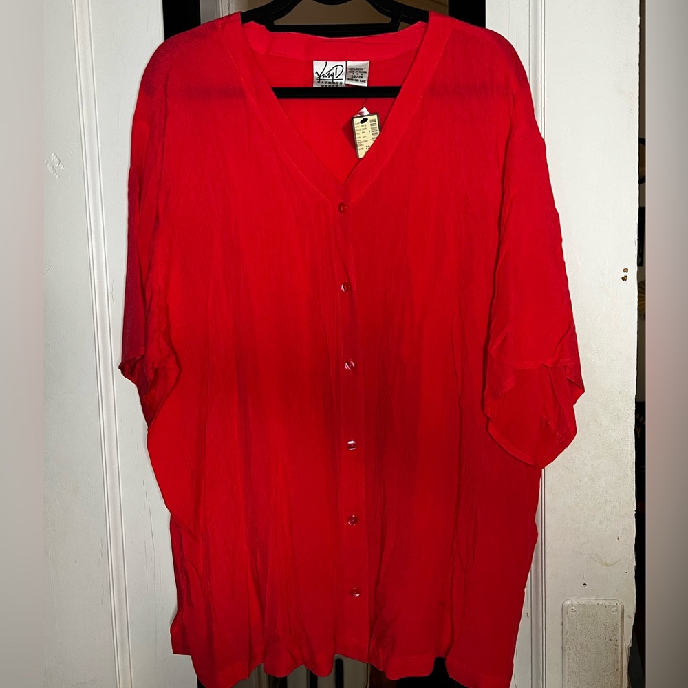 VINTAGE dead stock coral button up